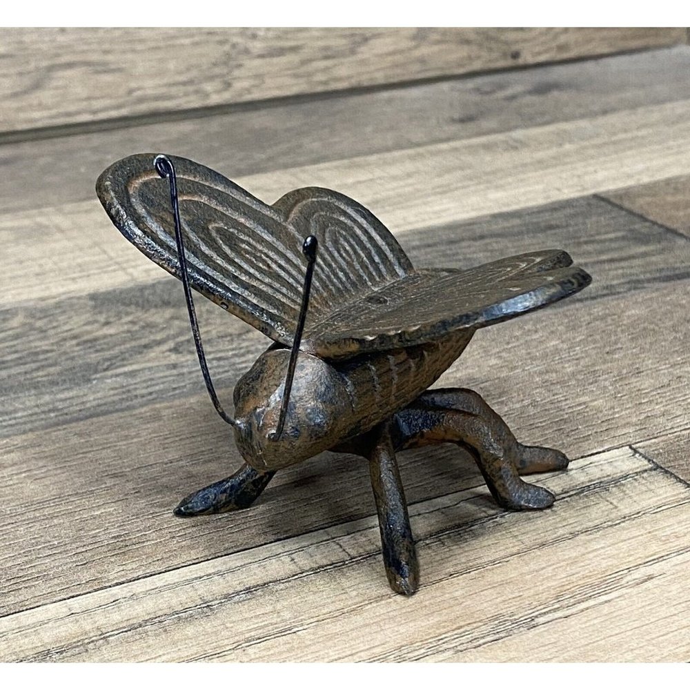 Vintage Cast Iron Butterfly Figurine Garden Art Paperweight Plant Pot Decoration
